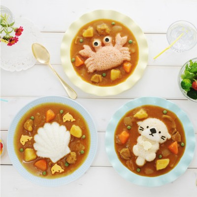 4pcs Rice Mold Crab Shell Bear Shape Mould Kids Food Making Cake Tool Combination Lunch